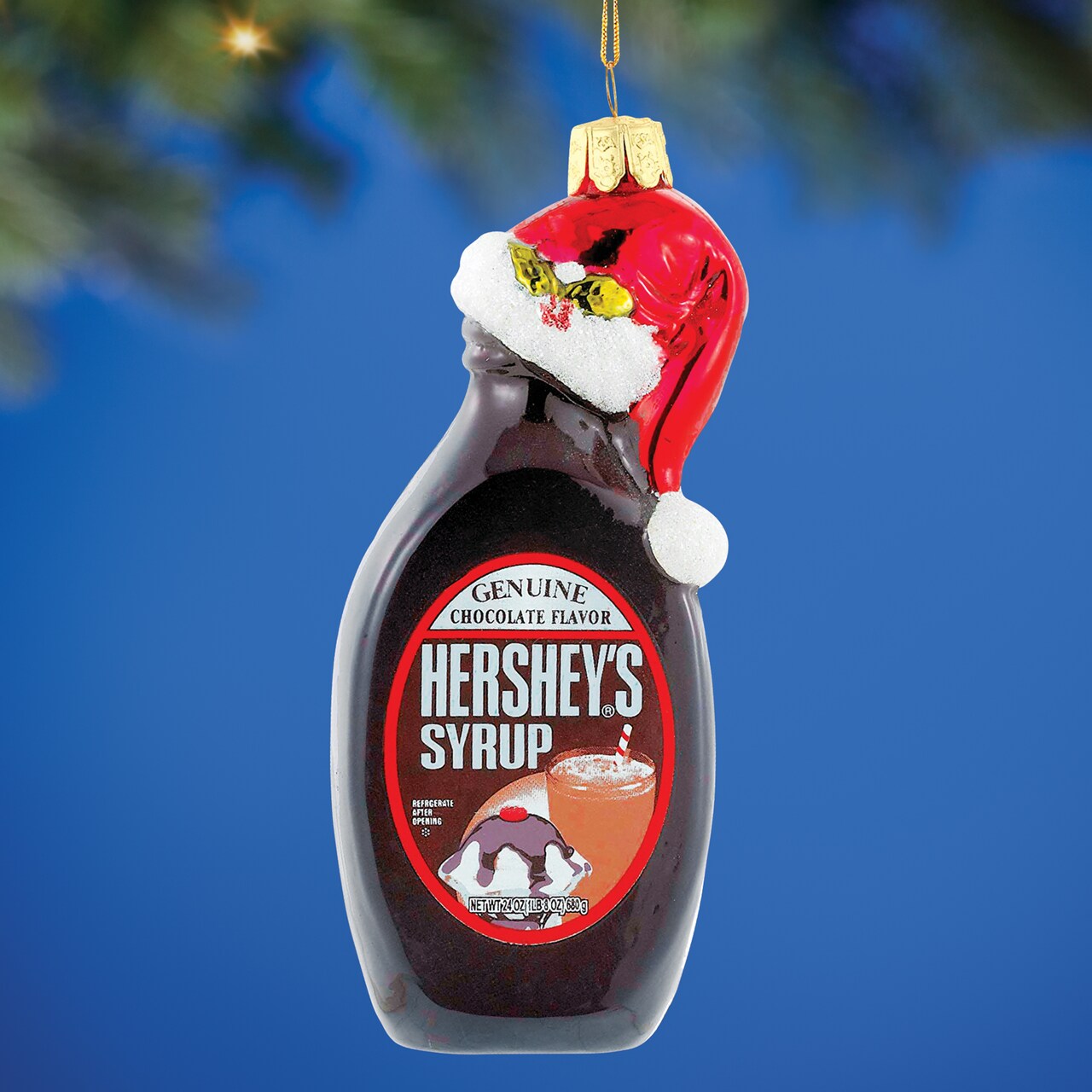 Collections Etc Hershey's Syrup Bottle Glass Christmas Ornament